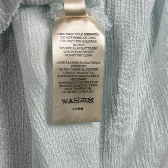 We The Free TT Special Tee Top Medium Ribbed High Low Raw Hem Blue Frayed Grunge - Picture 7 of 11